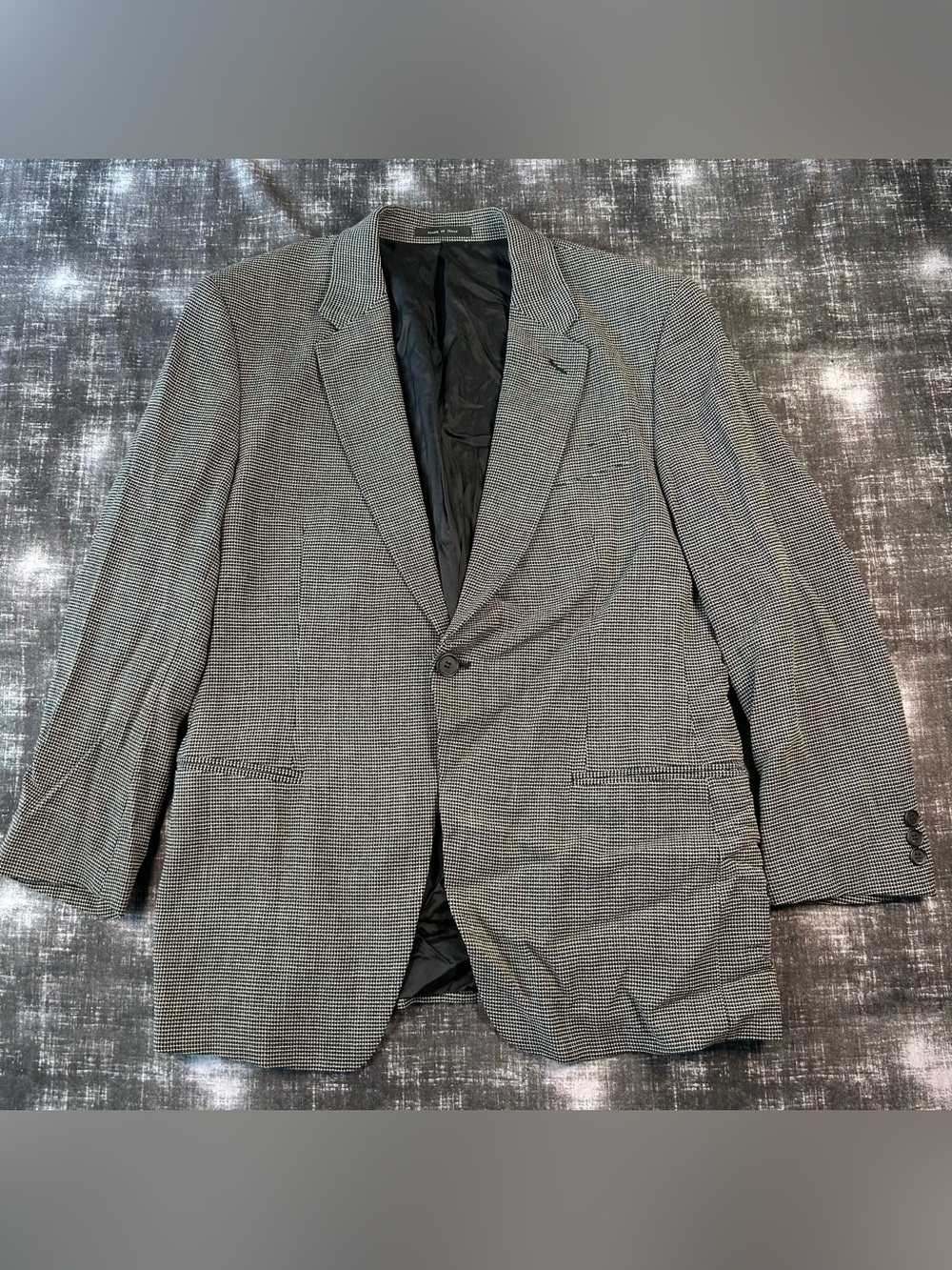 VTG 70s Emporio Armani Suit Mens M-L(50) Plaid Houndstooth Wool Atinea SRL Italy